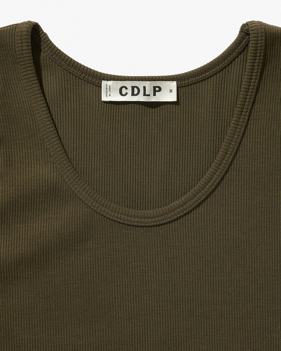 mens rib tank top in olive green shop now — cdlp