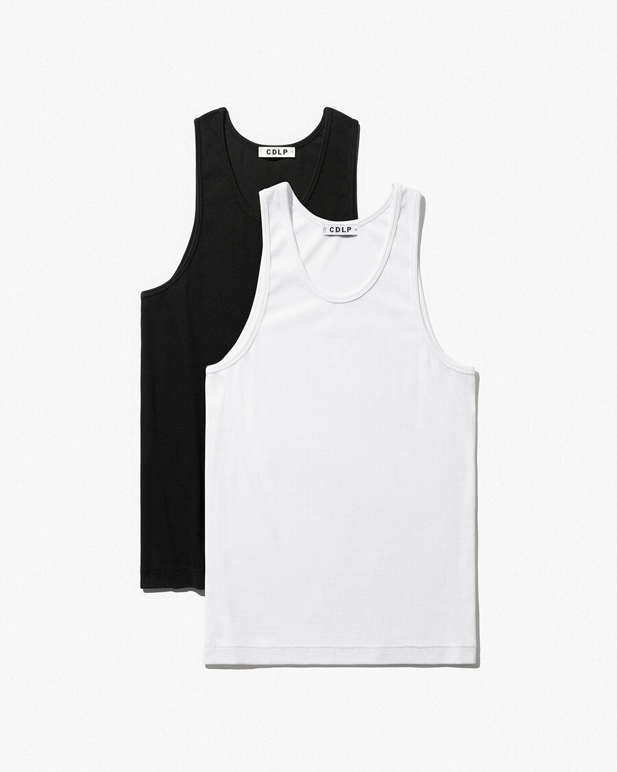 2 × mens rib tank top in off-black white shop now — cdlp