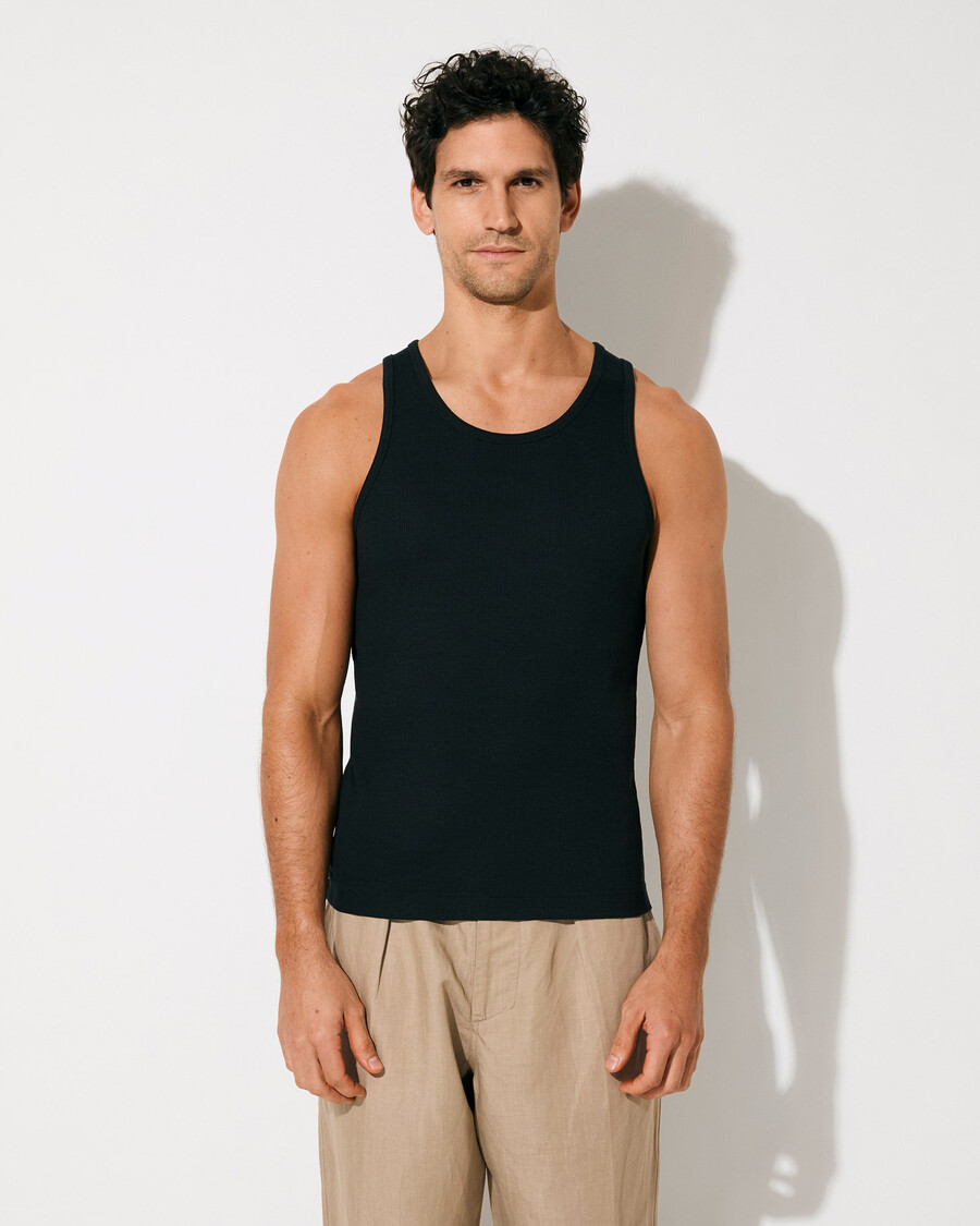 2 × mens rib tank top in off-black white shop now — cdlp