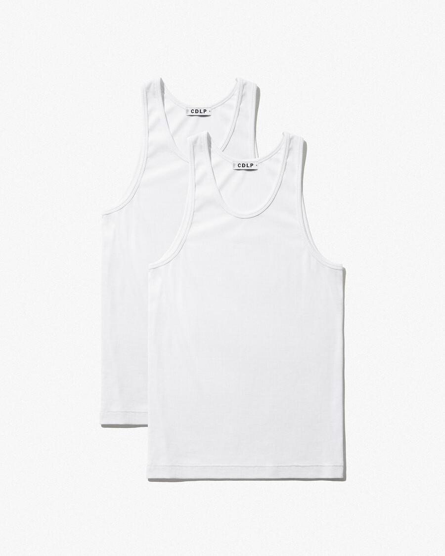 2 x mens rib tank top in white shop now — cdlp