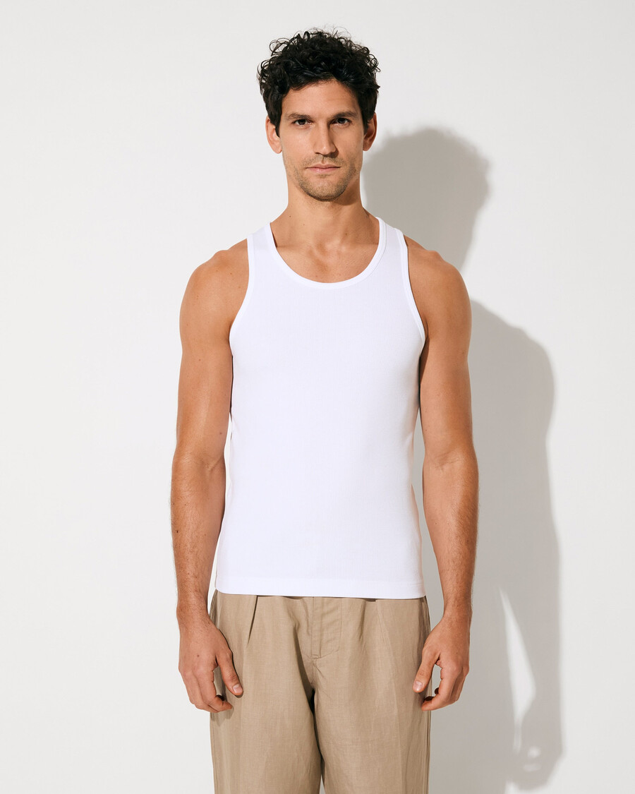 2 x mens rib tank top in white shop now — cdlp