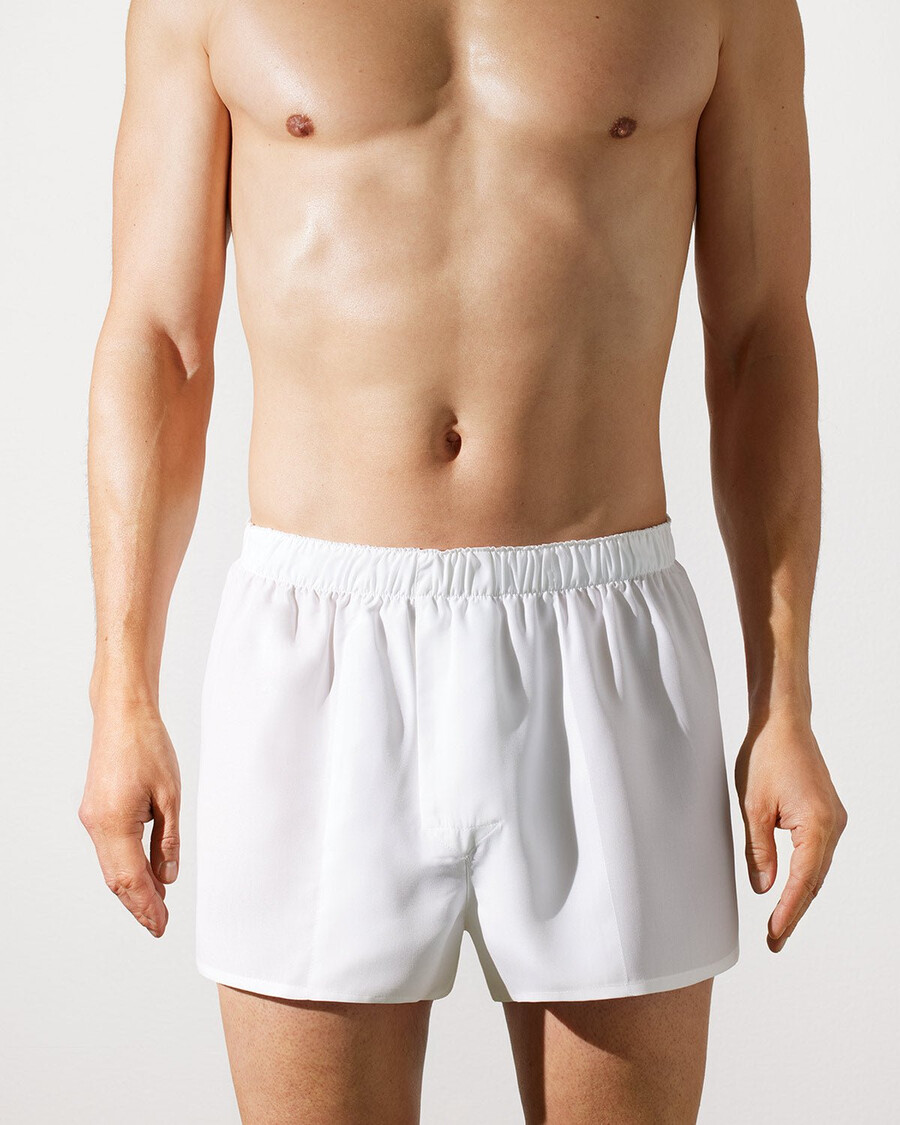 3 x mens woven boxer shorts slim in white shop now — cdlp